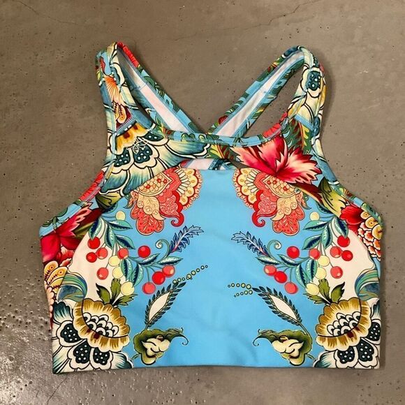 Johnny Was Blu Cross Back Sports Bra - Picture 3 of 7